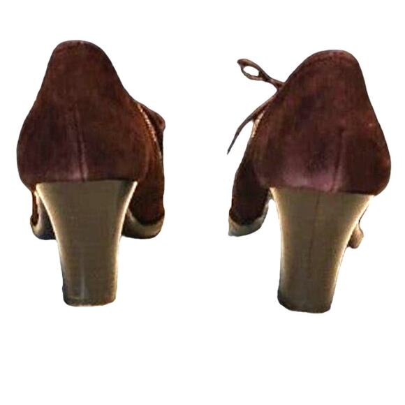 Aerosoles Cincinnati Oxfords Lace Up Square Toe Chunky Heels Brown Womens 8.5M - Picture 4 of 7